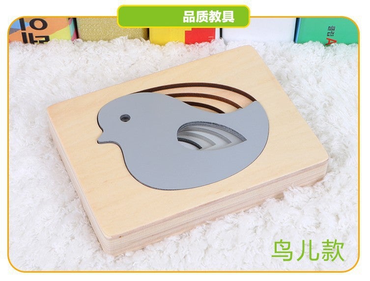 Weiweihu Wooden Multi-Layer Animal Puzzle Board 3D Three-Dimensional Puzzle Building Blocks Children 3-6 Years Old Toy Solid Wood Puzzle - Image 1